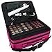 MONSTINA Large Capacity Makeup Case 3 Layers Cosmetic Organizer Brush Bag Makeup Train Case Makeup Artist Box for Hair Curler Hair Straightener Brush Set and Cosmetics 16.5x12x5.5 (L-Rose Red)