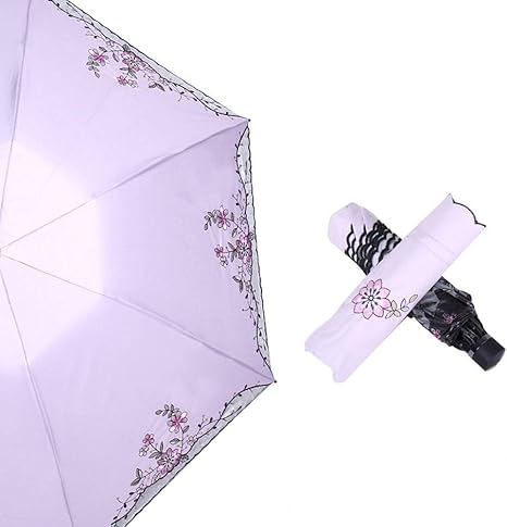 Giow Multifunktionsschirm, Sonnenschutz UV-Schutz Weibliche Stickerei