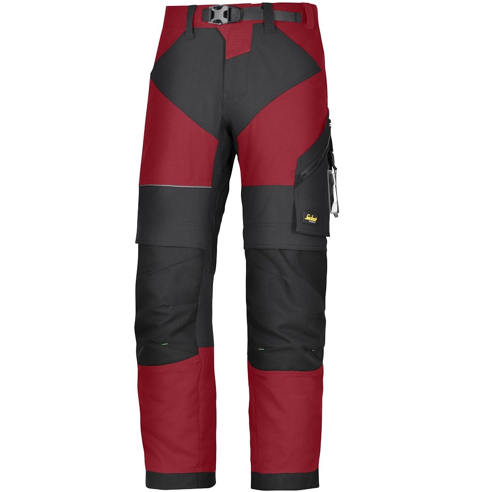 Snickers 69031604052 Size 52 "FlexiWork" Work Trousers - Chili Red/Black