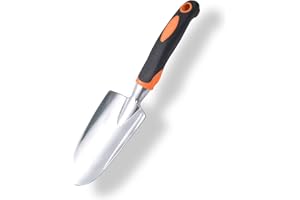 THOVORRNL Garden Shovel Hand Trowel Mini Shovel Garden Tools Cast-Aluminum Heavy Duty Gardening Tool Soft Rubberized Non-Slip Handle Potting Tools for Planting, Transplanting, Weeding, Digging Soil (Orange)