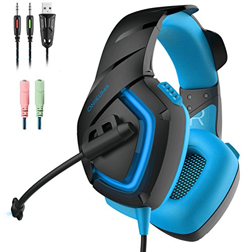Gaming headset, onikuma stereo over-ear noise isolation…
