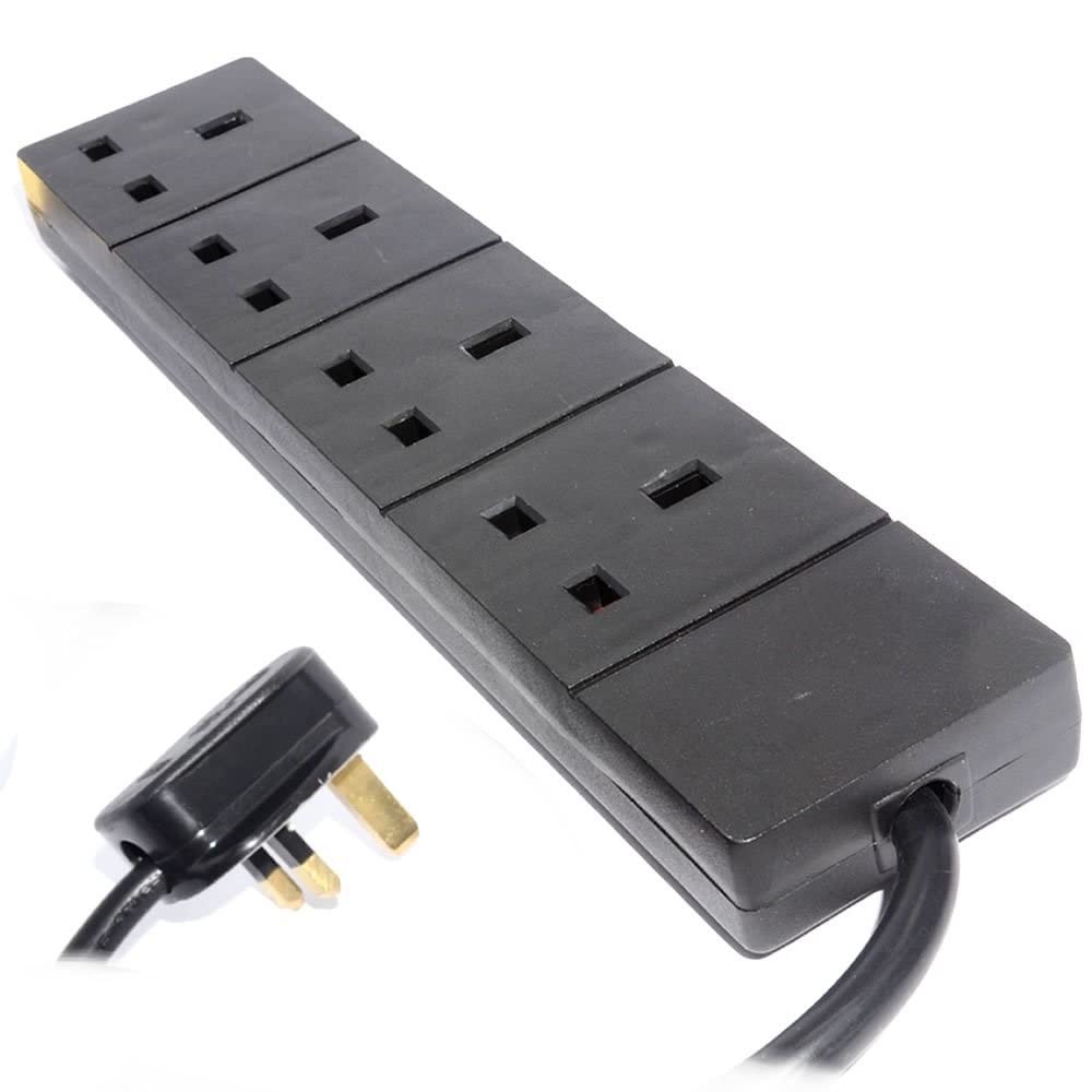PRO ELEC PELB1809 4 Gang Extension Lead Black, 0.5m