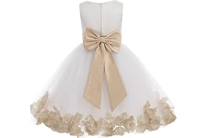 EKIDSBRIDAL Ivory Tulle Rose Floral Petals Toddler Flower Girl Dresses Bridal Gown 302T