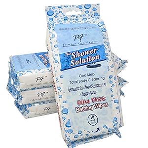 Premium Formulations Shower Solutions – Adult Bathing Wipes, Extra Large and Extra Thick, 40 Wipes (4 packs of 10 count)