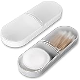 Adorila 2 Pack Travel Cotton Swab Qtip Holder,Plastic Container Dispenser Box with 2 Silicone Rubber Bands, Portable Cotton S