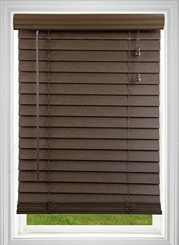 DEZ Furnishings QADO230540 Corded 2 Inch Faux Wood Blind, Dark Oak, 23W x 54L Inches