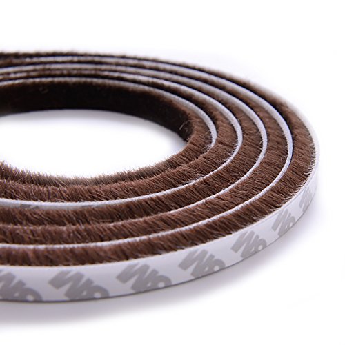 T&B Self-Adhesive Pile Weatherstrip for Windows & Doors 3/8-Inch x 3/8-Inch Brown (16.5ft)