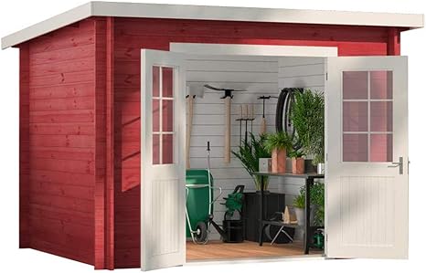 Carlsson Alpholz Gartenhaus Maria Aus Massiv Holz Geratehaus Mit 28 Mm Wandstarke Garten Holzhaus Inklusive Montagematerial Gerateschuppen Grosse 300 X 250 Cm Pultdach Amazon De Garten