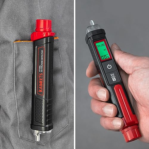 KAIWEETS Spannungsprüfer Berührungslos mit LCD-Anzeige, NCV Tester mit Signalstärke-Prozent, Dualbereich 12V/70V–1000V AC Phasenprüfer, Phasen- und Nullleiterprüfung, Leitungsbruch-Finder 8