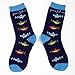Bits and Pieces - Novelty Socks - Fishing - Silly Socks - Machine Washable - Cotton-Rich Socks, Fun Great Gift - Dark Blue - Adult Size 6-12