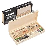Neiko 50493A Rotary Tool Accessory Kit | 228Piece Assortment Set with Wooden Organizer Case | 1/8" Shank