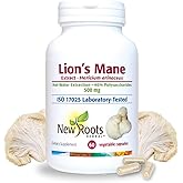 NEW ROOTS HERBAL Lions Mane Supplement Capsules | 500mg Lion's Mane Mushroom Concentrated Hot-Water Extract | Memory, Focus & Immune Support Supplement | 60 Veggie Caps
