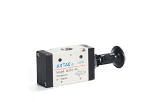 AIRVEXALON Push-Pull Valve AirTAC 3L210-08 1/4" NPT 3/2 Way Hand Lever 2 Position 3 Way Pneumatic Air Manual Control Direct Acting Type 0-145 PSI