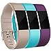 Maledan Bands Replacement Compatible with Fitbit Charge 2, 3-Pack, Large Plum/Teal/Beige