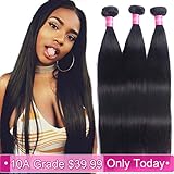 10A Brazilian Hair 3 Bundles Straight Human Hair 10 12 14 100% Unprocessed Brazilian Straight Virgin Hair Weave Bundles Extensions Natural Color