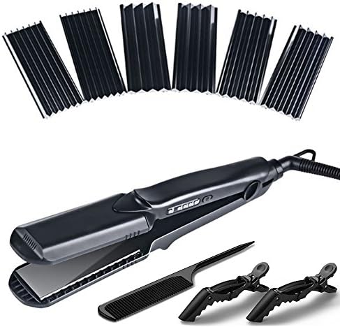 Hair Straightener, Mamada 4 in 1 Multifunctional 1.5 Inch Professional Interchangeable Plates Flat Iron Curler Curling Curly Wavey Hair Corn Wave Iron Styling Tool