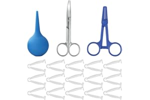 BCDHAMATE Animal Birthing & Newborn Care Kit with Curved Scissors, Disposable Umbilical Clamps, Hemostat & Bulb Syringe for L