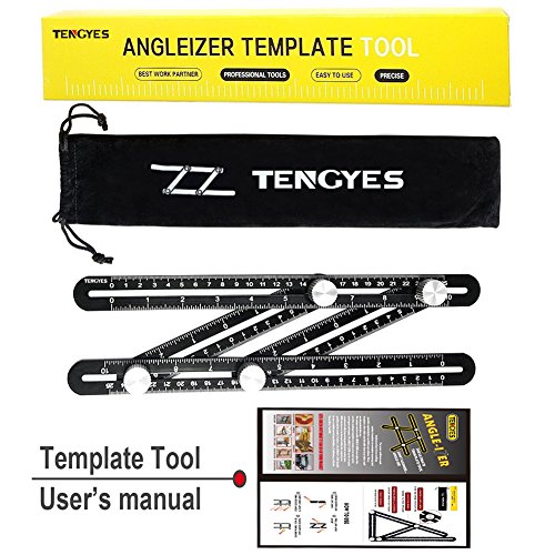 Universal Angularizer Ruler, Tengyes Angle Template Tool - Full Metal Multi Angle Measuring Ruler Angleizer Template Tool - Upgraded Aluminum Alloy Multi Functional Ruler