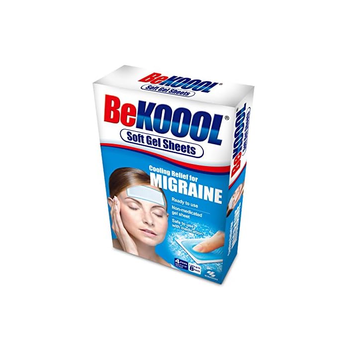 Be Koool Cooling Relief for Migraine, Soft Gel Sheets, 4 Sheets (Pack of 4)