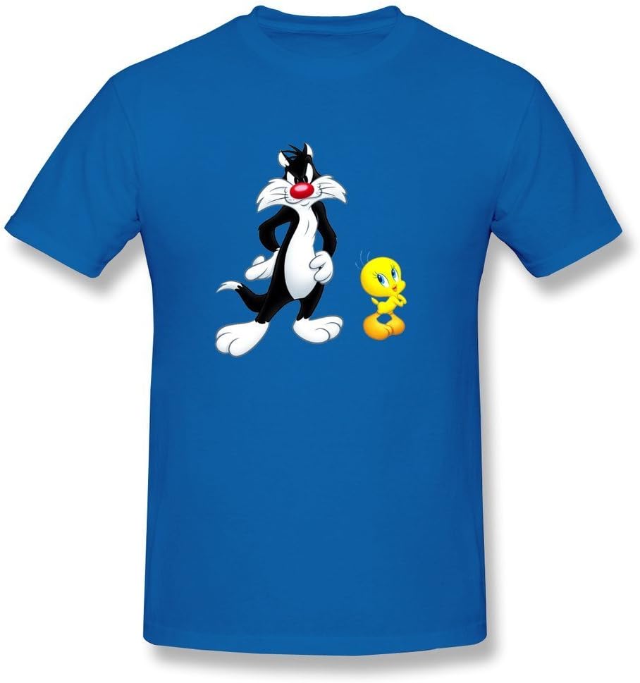 Konoyie Men's Sylvester The Cat And Tweety Bird T-Shirt - Cool T Shirts RoyalBlue US Size XL