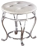 Ashley Furniture Signature Design - Zarollina Vanity Stool - Silver Pearl Base and Upholstered Faux Gator Seat (Kitchen)