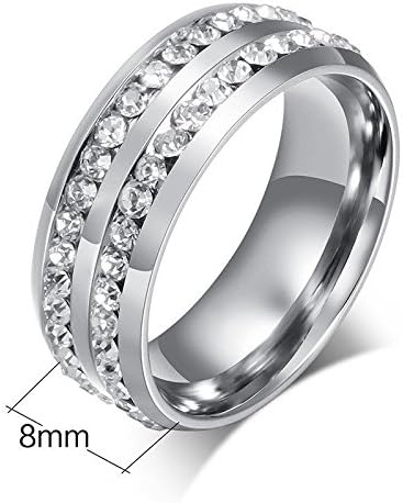 Cosines Jewelry - Silver Stainless Steel CZ Band Ring Men Women Fashion Party Size 11