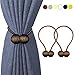 HILELIFE Magnetic Curtain Tiebacks Clips - Window Tie Backs Holders for Home Office Decorative Rope Holdbacks Classic Tiebacks Design, 1 Pair (Brown)