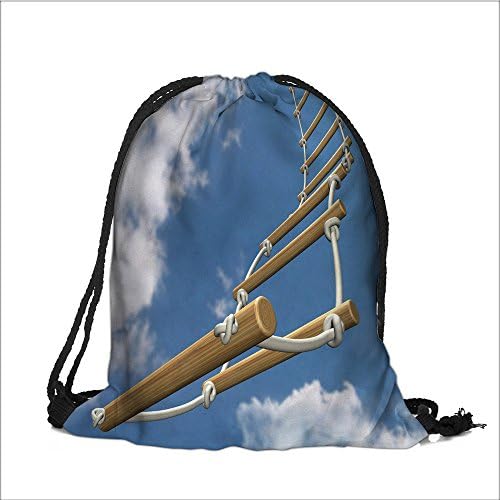Print Drawstring Backpack rope ladder d render 3 Rucksack Shoulder Bags(11.8W x 15.3L INCH)