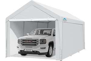 ADVANCE OUTDOOR 10x20 ft Heavy Duty Carport Car Canopy Garage Shelter Boat Party Tent Shed with Removable Sidewalls and Doors, White