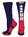 MadSportsStuff Patriot Stars and Stripes Team USA American Flag Crew Socks (Navy/Red/White, Medium)