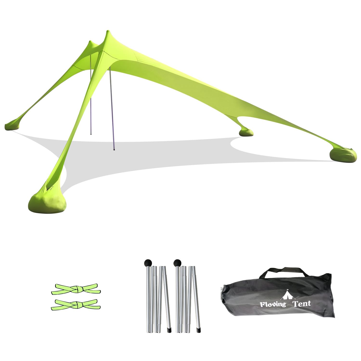 Beach shade tent awning 3-4 people beach sunscreen anti-UV portable umbrella (Green)