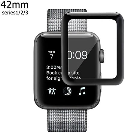 Apple Watch 42mm 3D Screen Protector (Series 1, Series 2, Series 3), Atill Tempered Glass Screen Protector [Anti-scratch] [Bubble-free] for Apple iWatch [1 Pack, Black]