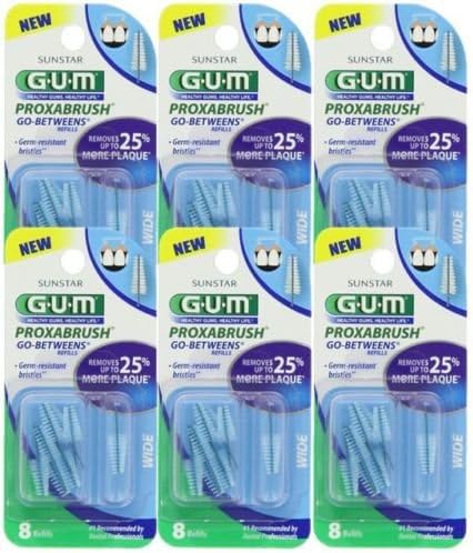 Details about GUM Go-Betweens Proxabrush Cleaners Refills Wide 8 Each (Pack of 6)