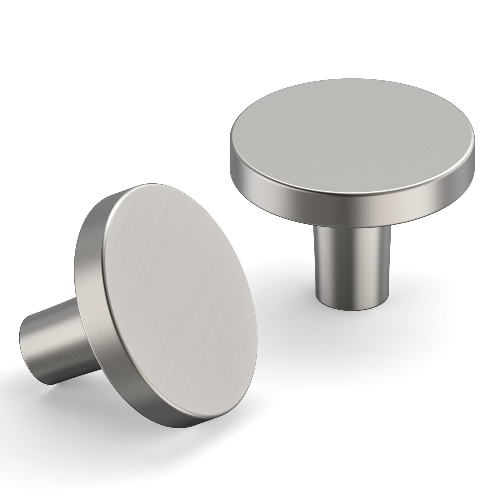 9BUILD 10 Pack Brushed Satin Nickel Cabinet Knobs - Zinc Alloy Drawer Handles, Single Hole Cupboard Round Door Knobs for Wardrobe - UK0053