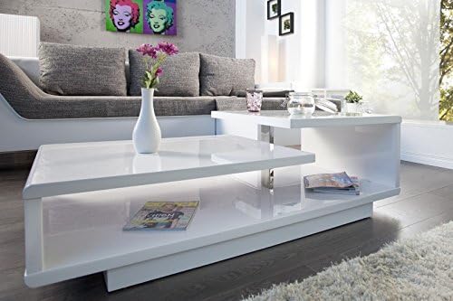 Dunord Design Couchtisch Sofatisch Level 100cm Weiss Hochglanz Retro Design Tisch Lounge Mobel Amazon De Kuche Haushalt