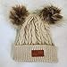 Infant Toddler Beanie Woolen Hat Pure Color Winter Twist Double Pom Pom Wool Knitted Cap for 0-3 Years Old