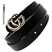 Womens Genuine Leather Thin Belts For Jeans 1.18″ Wide (black-2)
