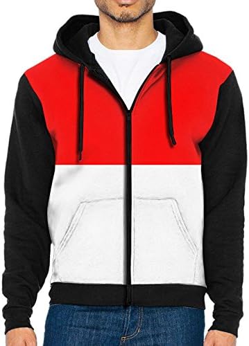 GHQV7 Flag Of Indonesia Mens Hoodies Full-Zip Athletic Sweatshirts With Pockets Adult