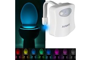 AUSAYE Toilet Night Light, Motion Sensor Lamp 8 Color Changing LED Toilet Bowl Night Light -Funny Unique Christmas Gifts for Mom Him Men Her Kids Stocking Stuffers