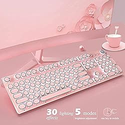 Pink Typewriter Keyboard and Mouse,Retro Vintage
