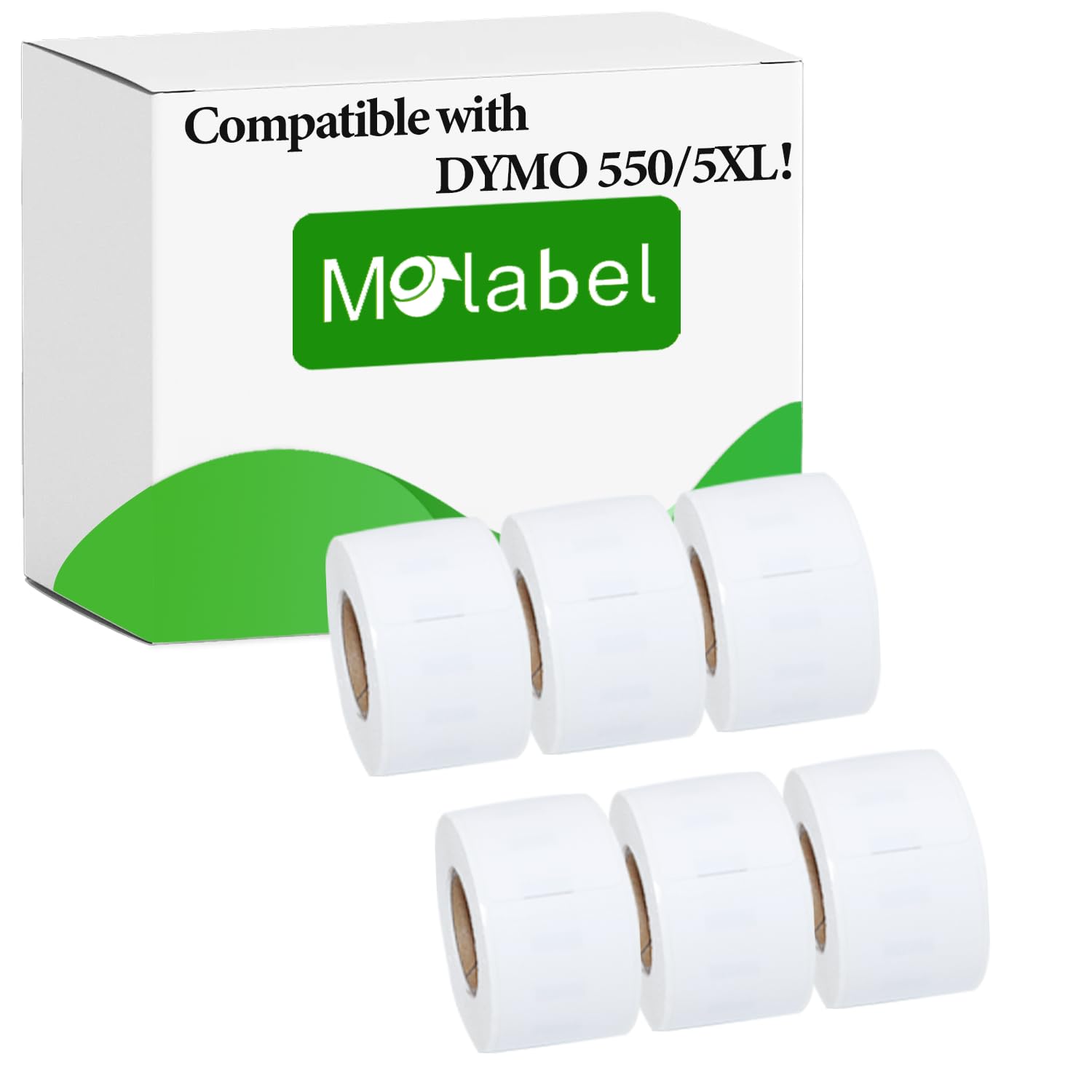 Molabel Standard Address Labels 6 Rolls for Dymo S0722370 99010-chip - 28mm x 89mm Compatible with Dymo LabelWriter 550 Printers 260 Labels per Roll. — image 1