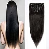 100% Real Remy Clip in Hair Extensions 16-22inch Grade AAAAA Natural Hair Full Head Standard Weft 8 Pieces 18 Clips Long Smooth Soft Silky Straight (22
