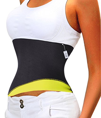 Flattens Abdomen,Hot Thermo Sweat Neoprene Shapers Slimming Belt Waist Cincher (S Fits 23.6-26.8 Inch Waistline, Yellow)
