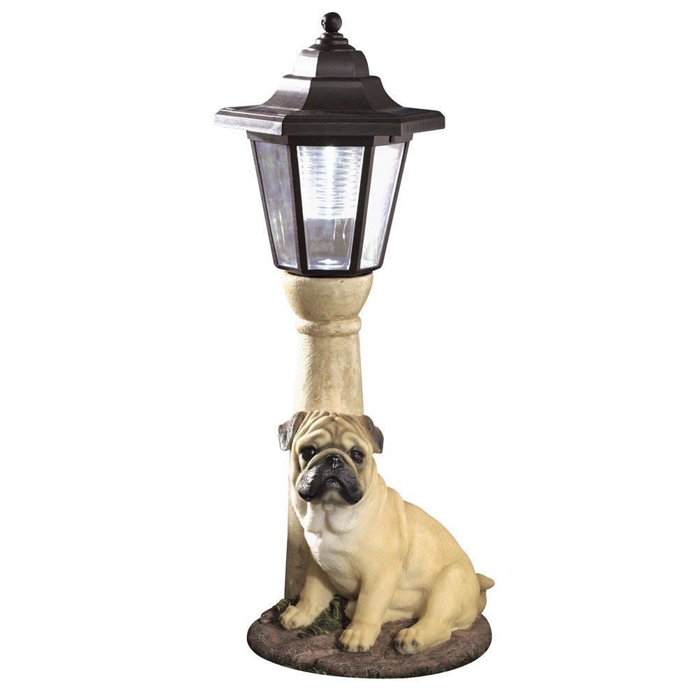 Bits and Pieces - Solar Fawn Pug Lantern - Outdoor and Garden Lighting - Resin Dog Sculpture with LED Light