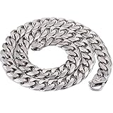 Trendsmax 14.5mm Heavy Frosted Matte Cut Curb Cuban Link Mens Chain 316L Stainless Steel Necklace 18-36inch