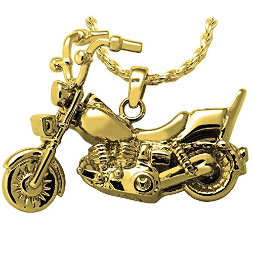 Memorial Gallery 3304gp Motorcycle 14K Gold/Sterling Silver Plating Cremation Pet Jewelry