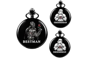 SUDESMO Groomsmen Gift Set of 1/3/4/5/6 Engraved Pocket Watches for Groomsmen Gift for Best Man Groomsman Roman Numerals Quartz Pocket Watch Wedding Gift Personalized Gift for Groomsman