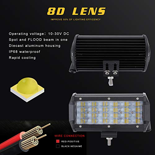 Zmoon LED Pods Light Bar 7 Inch 432W 43200lm Driving Fog Off Road Lights Waterproof Spot Flood Combo Beam LED Cubes Lights for Pickup Truck Jeep ATV UTV SUV Boat,2 Pack