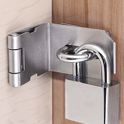 SAYAYO 90 Degree Hasp and Staple SUS304 Stainless Steel 4 Inches Right Angle Padlock Hasp Door Lock Gate Latch for Sheds Windows - Image 3
