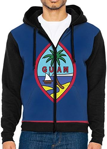Guam US Flag Men's Adult Casual Pockets Hooded Sweater Zipper Hoodie Long Sleeve Sweatshirt Jacket